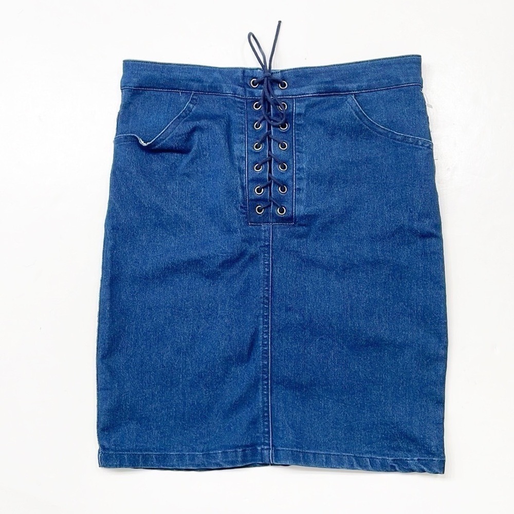 Forever 21 dark denim lace up skirt